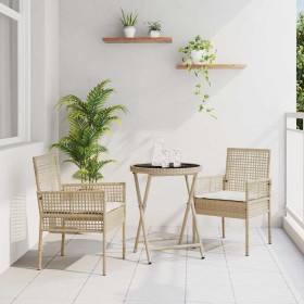 Juego Bistro de Jardín 3 pcs Beige ratán sintético en Sillas de jardín | Comprar online en Foru.es