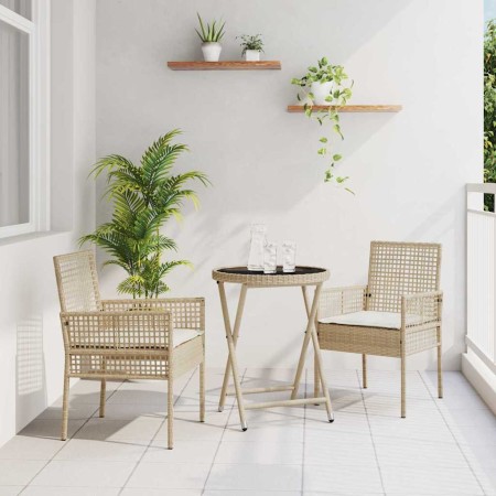 Juego Bistro de Jardín 3 pcs Beige ratán sintético en Sillas de jardín | Comprar online en Foru.es