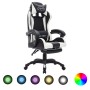 Silla gaming con luces LED RGB cuero sintético blanco y negro en Sillas de oficina | Comprar online en Foru.es