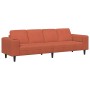 Sofá con cojín Rojo Naranja 250 x 77 x 76 cm Tela de Pana en Sofás | Comprar online en Foru.es