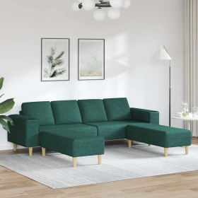 Sofá de sala 3 pcs Verde oscuro Poliéster en Sofás | Comprar online en Foru.es