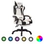 Silla gaming con luces LED RGB cuero sintético negro y blanco en Sillas de oficina | Comprar online en Foru.es