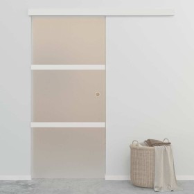 Puerta corredera vidrio ESG y aluminio plateado 90x212 cm en Puertas | Comprar online en Foru.es