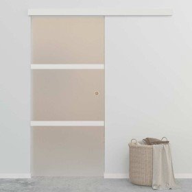 Puerta corredera vidrio ESG y aluminio plateado 90x212 cm en Puertas | Comprar online en Foru.es