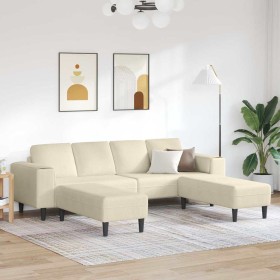 Sofá con cojín Crema 250 x 188 x 76 cm Tela de Pana en Sofás | Comprar online en Foru.es