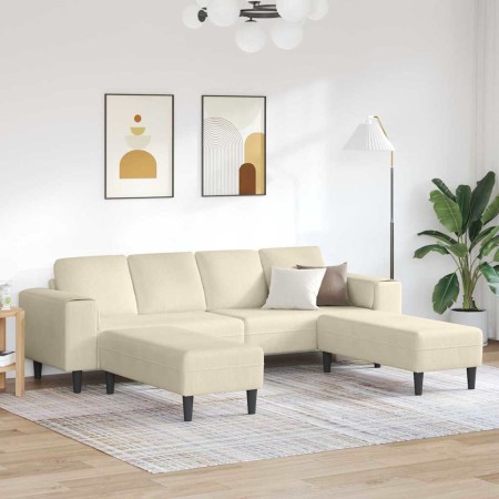 Sofá con cojín Crema 250 x 188 x 76 cm Tela de Pana en Sofás | Comprar online en Foru.es