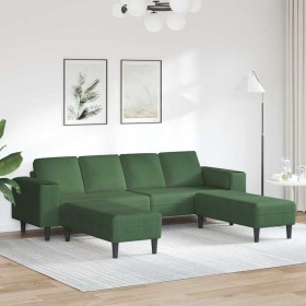 Sofá con cojín Verde oscuro 250 x 188 x 76 cm Tela de Pana en Sofás | Comprar online en Foru.es