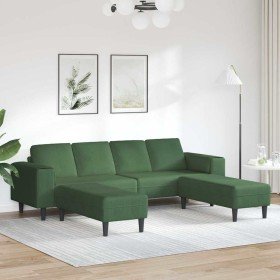 Sofá con cojín Verde oscuro 250 x 188 x 76 cm Tela de Pana en Sofás | Comprar online en Foru.es