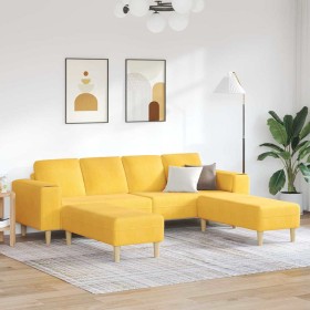 Sofá con cojín Amarillo Claro 250 x 188 x 76 cm Tela de Pana en Sofás | Comprar online en Foru.es