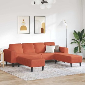 Sofá con cojín Rojo Naranja 250 x 188 x 76 cm Tela de Pana en Sofás | Comprar online en Foru.es