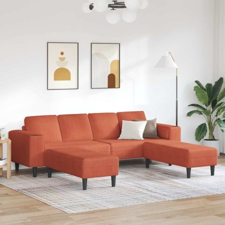 Sofá con cojín Rojo Naranja 250 x 188 x 76 cm Tela de Pana en Sofás | Comprar online en Foru.es