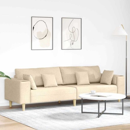 Sofá con cojín Crema 250 x 77 x 76 cm tela en Sofás | Comprar online en Foru.es