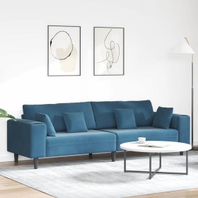 Sofá con cojín Azul 250 x 77 x 76 cm Terciopelo en Sofás | Comprar online en Foru.es
