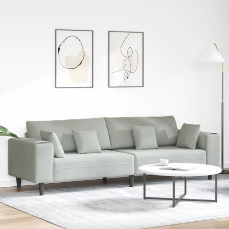 Sofá con cojín Gris Claro 250 x 77 x 76 cm Terciopelo en Sofás | Comprar online en Foru.es