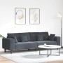 Sofá con cojín Gris oscuro 250 x 77 x 76 cm Terciopelo en Sofás | Comprar online en Foru.es