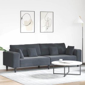 Sofá con cojín Gris oscuro 250 x 77 x 76 cm Terciopelo en Sofás | Comprar online en Foru.es