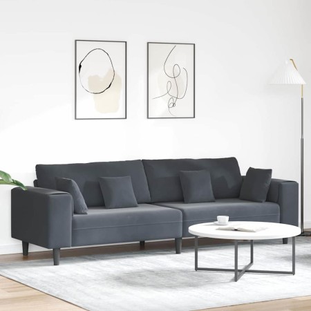 Sofá con cojín Gris oscuro 250 x 77 x 76 cm Terciopelo en Sofás | Comprar online en Foru.es
