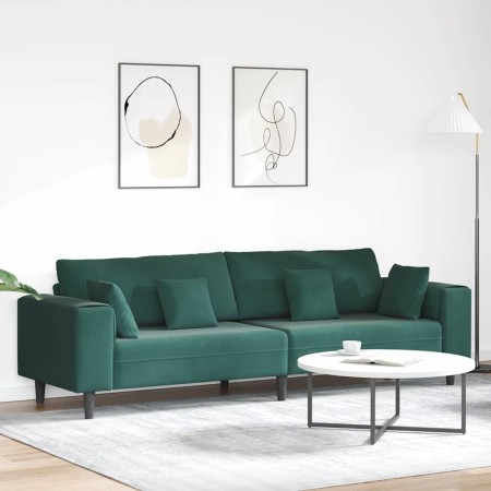 Sofá con cojín Verde oscuro 250 x 77 x 76 cm Terciopelo en Sofás | Comprar online en Foru.es