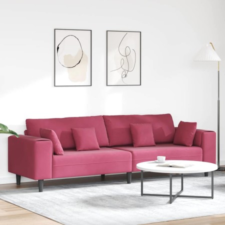 Sofá con cojín Rojo vino 250 x 77 x 76 cm Terciopelo en Sofás | Comprar online en Foru.es