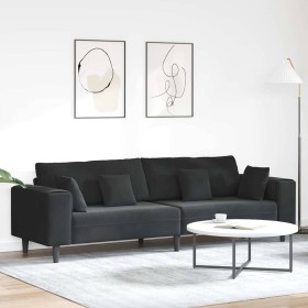 Sofá con cojín Negro 250 x 77 x 76 cm Terciopelo en Sofás | Comprar online en Foru.es