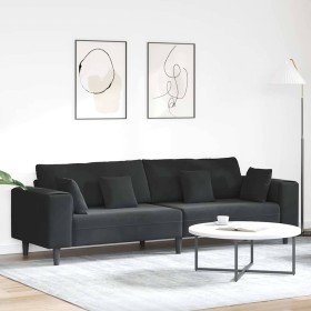 Sofá con cojín Negro 250 x 77 x 76 cm Terciopelo en Sofás | Comprar online en Foru.es