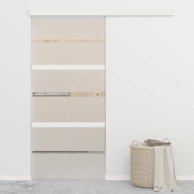 Puerta corredera vidrio ESG y aluminio plateado 90x205 cm en Puertas | Comprar online en Foru.es