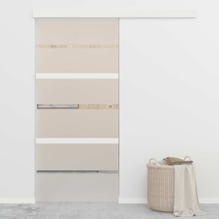 Puerta corredera vidrio ESG y aluminio plateado 90x205 cm en Puertas | Comprar online en Foru.es