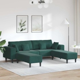 Sofá con cojín 3 pcs Verde oscuro Terciopelo en Sofás | Comprar online en Foru.es