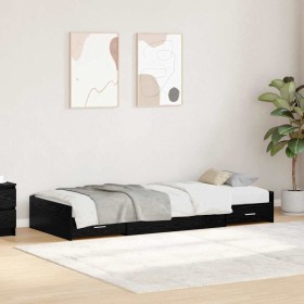 Estructura de cama con cabecera Roble Negro 100 x 200 cm en Muebles TV | Comprar online en Foru.es