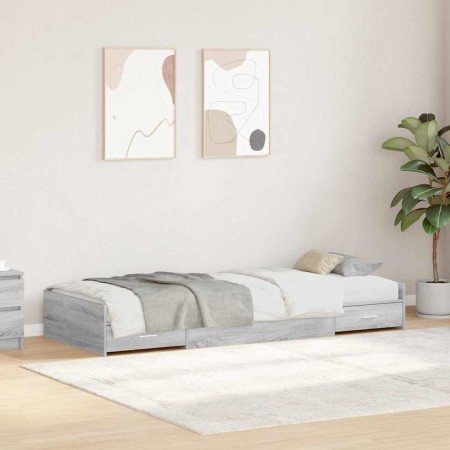 Estructura de cama con cabecera Gris Sonoma 100 x 200 cm en Muebles TV | Comprar online en Foru.es