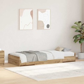 Estructura de cama con cabecera Roble artesanal 100 x 200 cm en Muebles TV | Comprar online en Foru.es