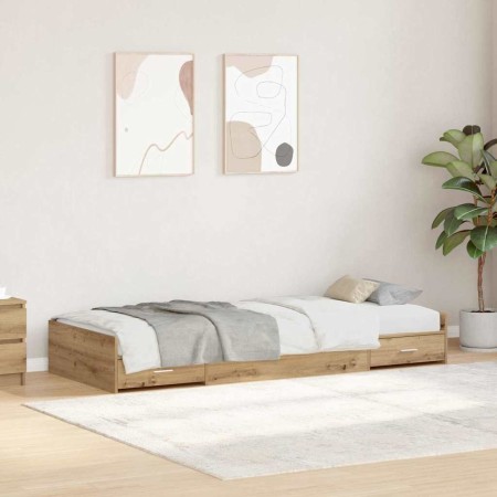 Estructura de cama con cabecera Roble artesanal 100 x 200 cm en Muebles TV | Comprar online en Foru.es
