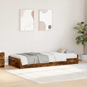 Estructura de cama con cabecera Roble ahumado 90 x 200 cm en Muebles TV | Comprar online en Foru.es