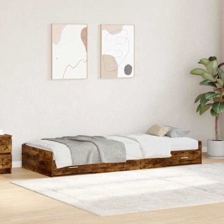 Estructura de cama con cabecera Roble ahumado 90 x 200 cm en Muebles TV | Comprar online en Foru.es