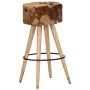 Taburetes de cocina 2 uds madera mango rugosa cuero real marrón en Taburetes de cocina | Comprar online en Foru.es