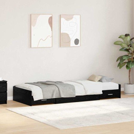 Estructura de cama Roble Negro 80 x 200 cm Madera contrachapada en Muebles TV | Comprar online en Foru.es