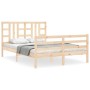 Estructura de cama con cabecero madera maciza 140x200 cm de vidaXL, Camas y somieres - Ref: Foro24-3193921, Precio: 122,17 €,...