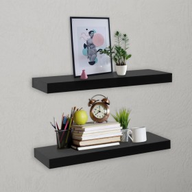 Estantes flotantes de pared 2 unidades negro 40x20x3,8 cm en Estanterías | Comprar online en Foru.es