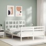 Estructura de cama con cabecero madera maciza blanco 140x200 cm de vidaXL, Camas y somieres - Ref: Foro24-3194832, Precio: 13...