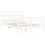 Estructura de cama con cabecero madera maciza blanco 140x200 cm de vidaXL, Camas y somieres - Ref: Foro24-3194832, Precio: 13...