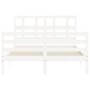 Estructura de cama con cabecero madera maciza blanco 140x200 cm de vidaXL, Camas y somieres - Ref: Foro24-3194832, Precio: 13...