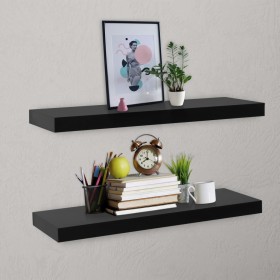 Estantes flotantes de pared 2 unidades negro 80x20x3,8 cm en Estanterías | Comprar online en Foru.es