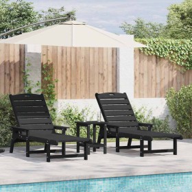 Tumbona 3 pcs Negro Polietileno en Sillas de jardín | Comprar online en Foru.es