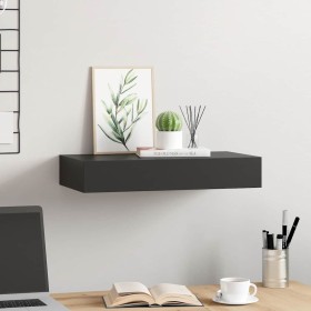 Estante flotante de pared con cajón negro 48x25x8 cm en Estanterías | Comprar online en Foru.es
