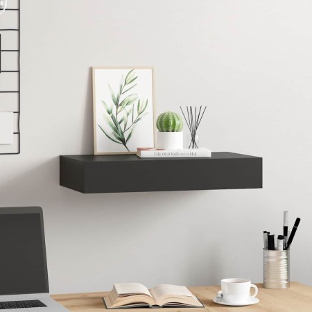 Estante flotante de pared con cajón negro 48x25x8 cm en Estanterías | Comprar online en Foru.es