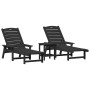 Tumbona 3 pcs Negro Polietileno en Sillas de jardín | Comprar online en Foru.es