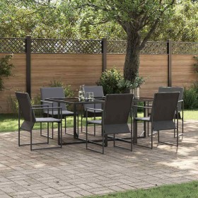 Conjunto de Comedor de Jardín 7 pcs Negro Acero en Conjuntos de jardín | Comprar online en Foru.es