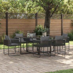 Conjunto de Comedor de Jardín 7 pcs Negro Acero en Conjuntos de jardín | Comprar online en Foru.es