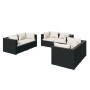 Set de muebles de jardín 6 pzas y cojines ratán sintético negro de vidaXL, Conjuntos de jardín - Ref: Foro24-3102295, Precio:...