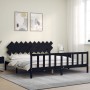 Estructura de cama con cabecero madera maciza negro 200x200 cm de vidaXL, Camas y somieres - Ref: Foro24-3193490, Precio: 210...